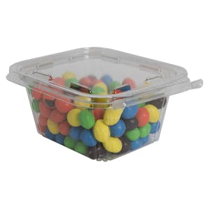 16 oz. Clear PET (10% PCR Material) Square Safe-T-Fresh® Tamper-Evident Clamshell Food Container - Case of 240