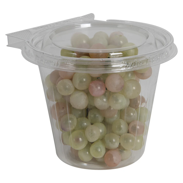 12 oz. Clear PET (10% PCR Material) Round Safe-T-Fresh® Tamper-Evident Clamshell Food Cup with Flat Lid - Case of 256