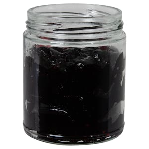 9 oz. Clear Glass Round Condiment Jar with 70mm 4-Lead Lug Neck - Case of 12 (Cap Sold Separately)