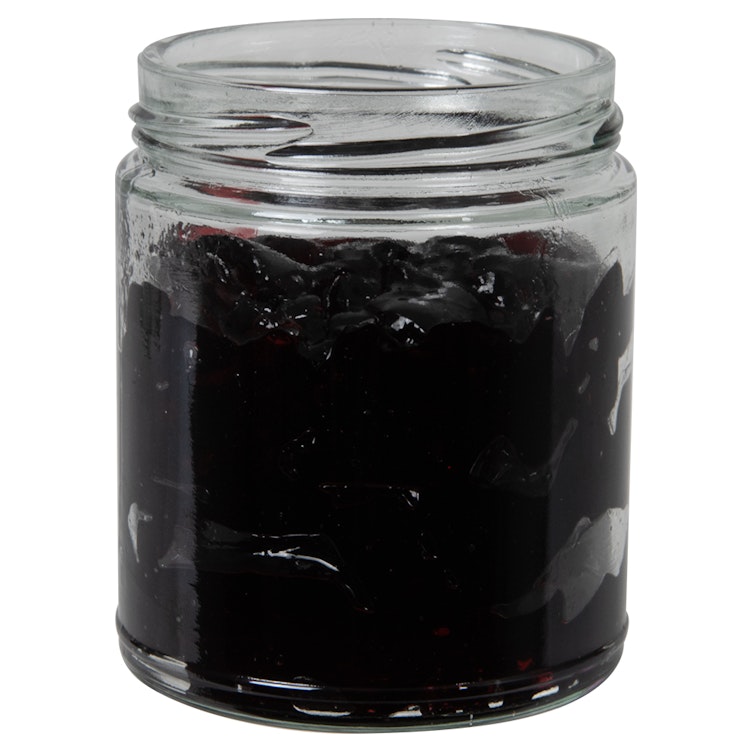 9 oz. Clear Glass Round Condiment Jar with 70mm 4-Lead Lug Neck - Case of 12 (Cap Sold Separately)