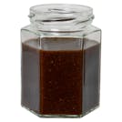 6 oz. Clear Glass Hexagon Condiment Jar with 58mm 4-Lead Lug Neck - Case of 12 (Cap Sold Separately)