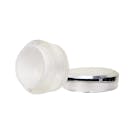 30mL Clear Acrylic Outer with Pearlescent Inner Spray & White Polypropylene Inner Round Jar with Silver-Accented Cap & White Disc Liner