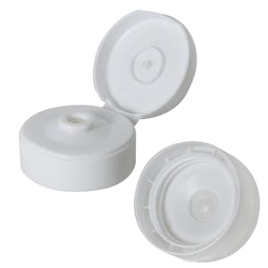 38/400 White Polypropylene Matte Smooth Wide Snap-Top Dispensing Cap with Silicone Valve