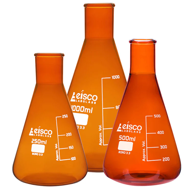 Atrium Flasks Narrow Mouth Amber Glass Erlenmeyer Flasks | U.S. Plastic Corp.