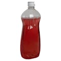 25 oz. Clear PET (100% PCR Material) Oval Dish Soap Bottle with 28/400 White Ribbed Simplicity Snap-Top Dispensing Cap