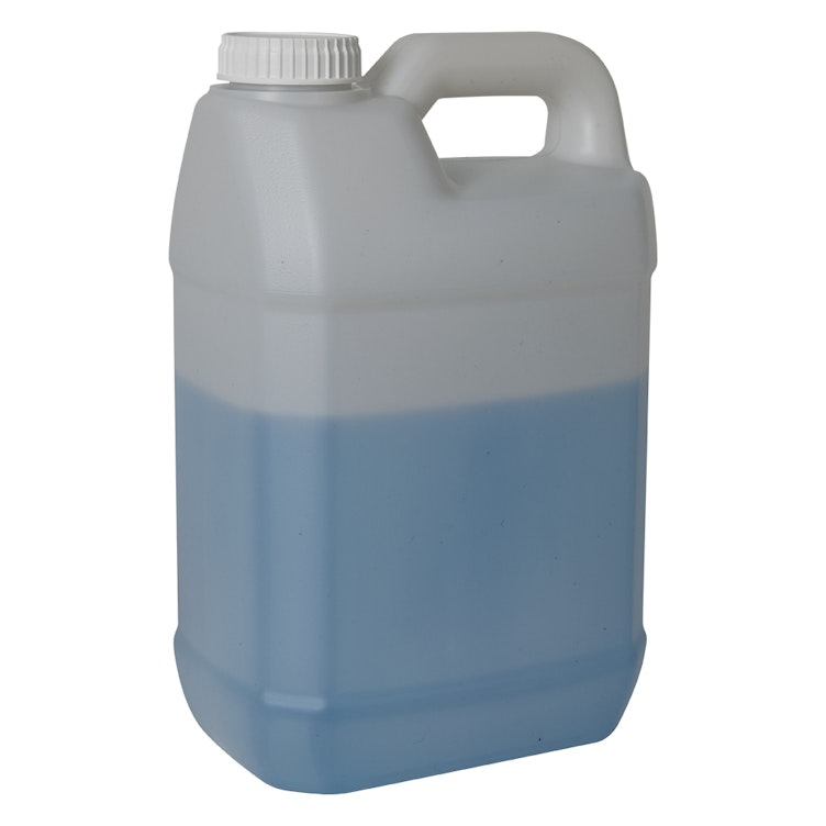 2-1/2 Gallon Natural HDPE (52% PCR Material) F-Style Jug with 63mm White Rieke® Cap with Foil Heat Induction Seal Liner