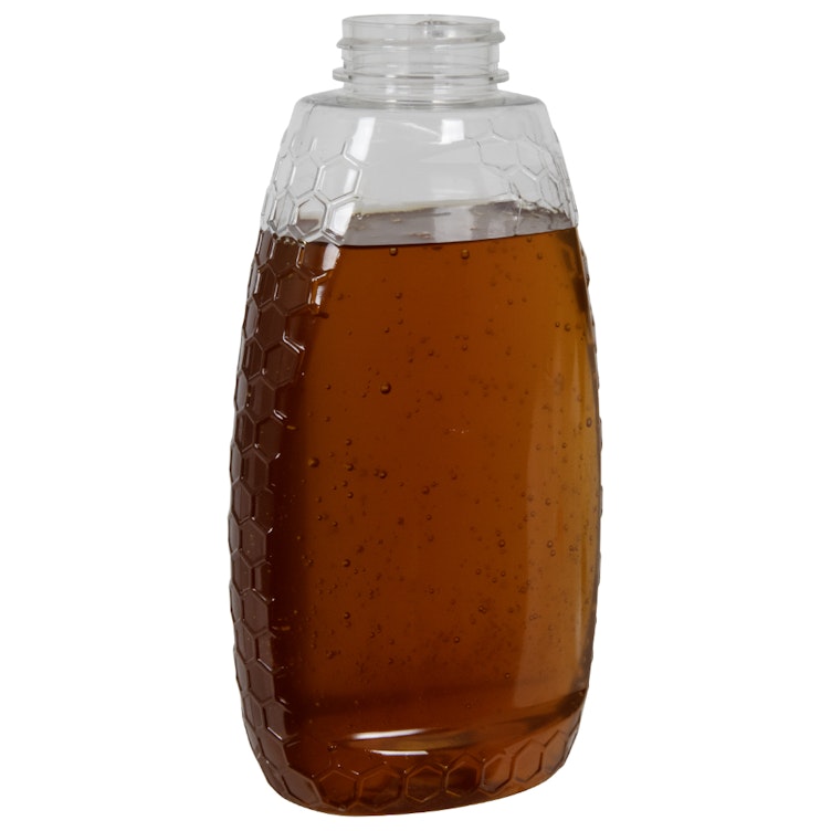 24 oz. (Honey Weight) Clear PET Honeycomb-Embossed Inverted Oval Bottle with 38/400 Neck (Cap Sold Separately)