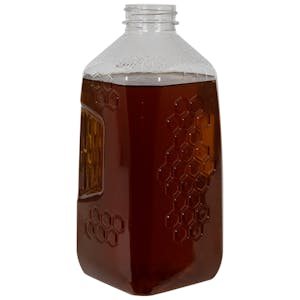 3 lb. (Honey Weight) Clear PET Honeycomb-Embossed Square Bottle with 38/400 Neck (Cap Sold Separately)
