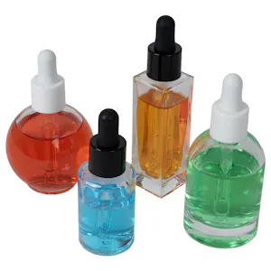Round & Square Glass Bottles with Ball Tip Glass Dropper Caps
