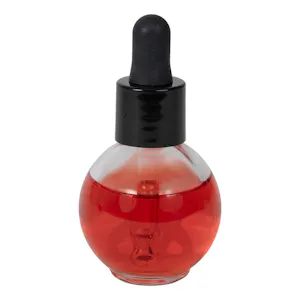 30mL Clear Ball Round Flint Glass Bottle with 18/415 Smooth Black Cervino Dropper Cap with Black Rubber Bulb & Ball Tip Glass Pipette