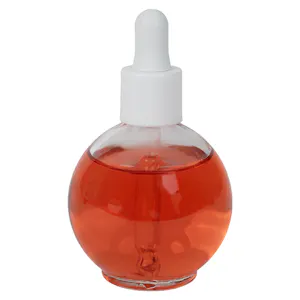 70mL Clear Ball Round Flint Glass Bottle with 18/415 Smooth White Cervino Dropper Cap with White Rubber Bulb & Ball Tip Glass Pipette