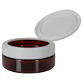 4 oz. Amber PET Straight-Sided Round Jar with 89/400 White Snap-Top Cap