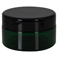 8 oz. Dark Green PET Straight-Sided Round Jar with 89/400 Black Snap-Top Cap