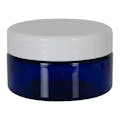 8 oz. Cobalt Blue PET Straight-Sided Round Jar with 89/400 White Snap-Top Cap
