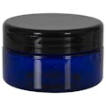 8 oz. Cobalt Blue PET Straight-Sided Round Jar with 89/400 Black Snap-Top Cap