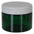 12 oz. Dark Green PET Straight-Sided Round Jar with 89/400 White Snap-Top Cap