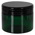 12 oz. Dark Green PET Straight-Sided Round Jar with 89/400 Black Snap-Top Cap