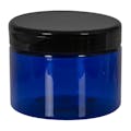 12 oz. Cobalt Blue PET Straight-Sided Round Jar with 89/400 Black Snap-Top Cap