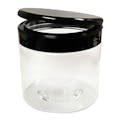 16 oz. Clear PET Straight-Sided Round Jar with 89/400 Black Snap-Top Cap