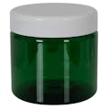 16 oz. Dark Green PET Straight-Sided Round Jar with 89/400 White Snap-Top Cap