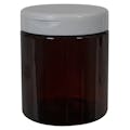 19 oz. Amber PET Straight-Sided Round Jar with 89/400 White Snap-Top Cap