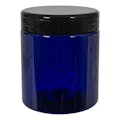 19 oz. Cobalt Blue PET Straight-Sided Round Jar with 89/400 Black Snap-Top Cap