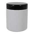 19 oz. White PET Straight-Sided Round Jar with 89/400 Black Snap-Top Cap