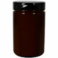 25 oz. Amber PET Straight-Sided Round Jar with 89/400 Black Snap-Top Cap