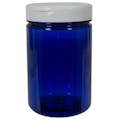 25 oz. Cobalt Blue PET Straight-Sided Round Jar with 89/400 White Snap-Top Cap