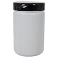 25 oz. White PET Straight-Sided Round Jar with 89/400 Black Snap-Top Cap