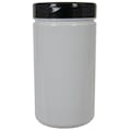 32 oz. White PET Straight-Sided Round Jar with 89/400 Black Snap-Top Cap