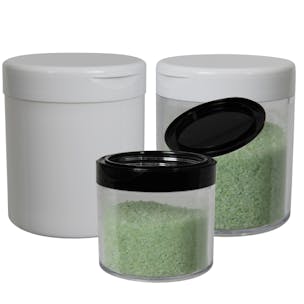 Clear Polystyrene Straight-Sided Thick-Walled Round Jars with Snap-Top Caps