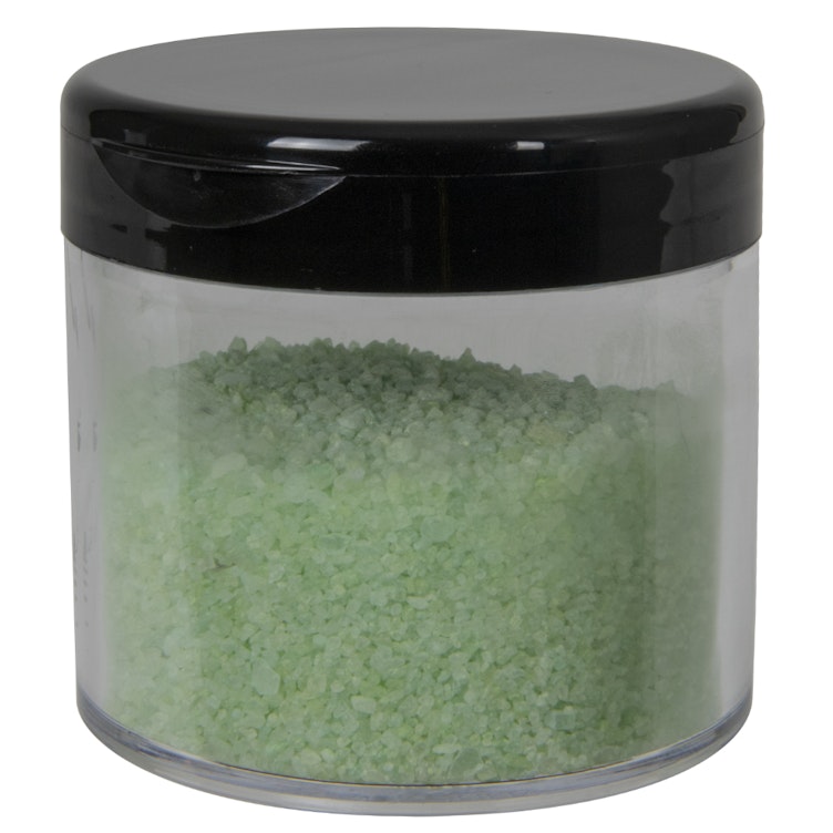 12 oz. Clear Polystyrene Straight-Sided Thick-Walled Round Jar with 89/400 Black Snap-Top Cap