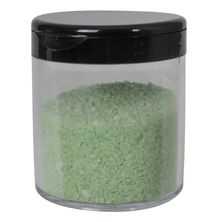 16 oz. Clear Polystyrene Straight-Sided Thick-Walled Round Jar with 89/400 Black Snap-Top Cap