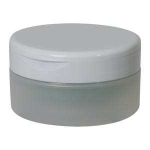 4 oz. Natural Frosted Polypropylene Straight-Sided Double-Walled Round Jar with 89/400 White Snap-Top Cap