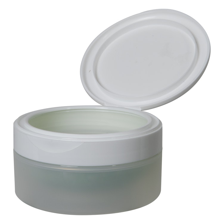 4 oz. Natural Frosted Polypropylene Straight-Sided Double-Walled Round Jar with 89/400 White Snap-Top Cap