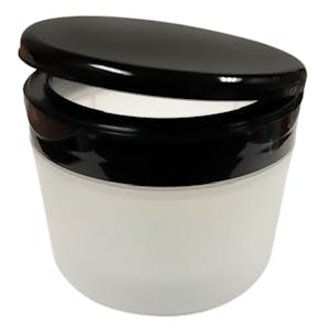 8 oz. Natural Frosted Polypropylene Straight-Sided Double-Walled Round Jar with 89/400 Black Snap-Top Cap