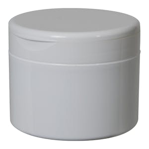 8 oz. White Polypropylene Straight-Sided Double-Walled Round Jar with 89/400 White Snap-Top Cap