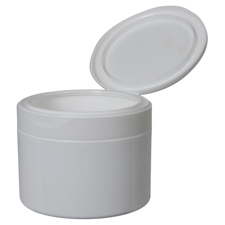 8 oz. White Polypropylene Straight-Sided Double-Walled Round Jar with 89/400 White Snap-Top Cap