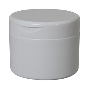 8 oz. White Frosted Polypropylene Straight-Sided Double-Walled Round Jar with 89/400 White Snap-Top Cap