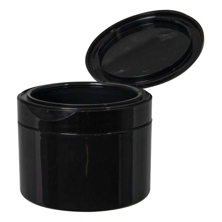 8 oz. Black Polypropylene Straight-Sided Double-Walled Round Jar with 89/400 Black Snap-Top Cap