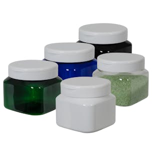 PET Firenze Square Jars with Snap-Top Caps