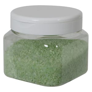 16 oz. Clear PET Firenze Square Jar with 89/400 White Snap-Top Cap