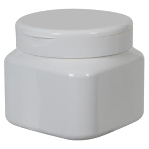 16 oz. White PET Firenze Square Jar with 89/400 White Snap-Top Cap