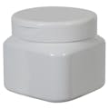 16 oz. White PET Firenze Square Jar with 89/400 White Snap-Top Cap
