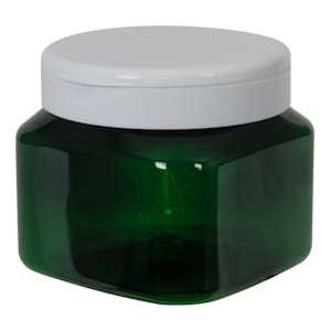 16 oz. Dark Green PET Firenze Square Jar with 89/400 White Snap-Top Cap