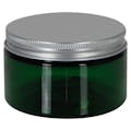 4 oz. Dark Green PET Straight-Sided Round Jar with 70/400 Brushed Silver Aluminum Cap with Foam Liner