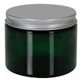 6 oz. Dark Green PET Straight-Sided Round Jar with 70/400 Brushed Silver Aluminum Cap with Foam Liner