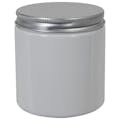 6 oz. White PET Straight-Sided Round Jar with 70/400 Brushed Silver Aluminum Cap with Foam Liner