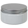 8 oz. White PET Straight-Sided Round Jar with 70/400 Brushed Silver Aluminum Cap with Foam Liner